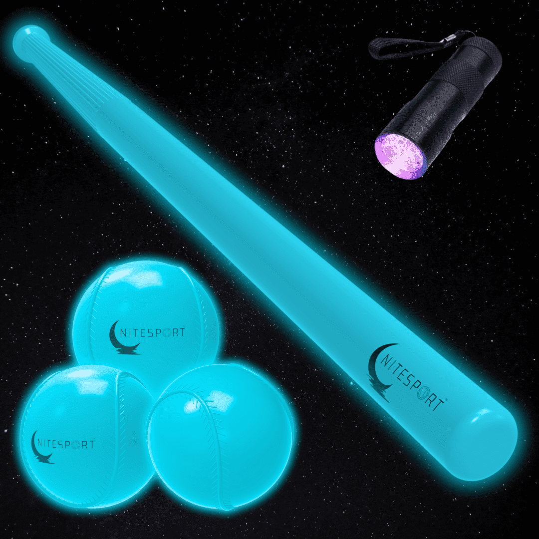 NiteSport Glow-in-the-Dark Plastic Baseball Bat Set - Aquamarine