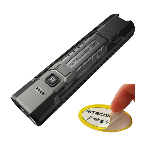 Nitecore EDC07 1500 Lumens Rechargeable Flashlight (Black) + Nitecore Sticker