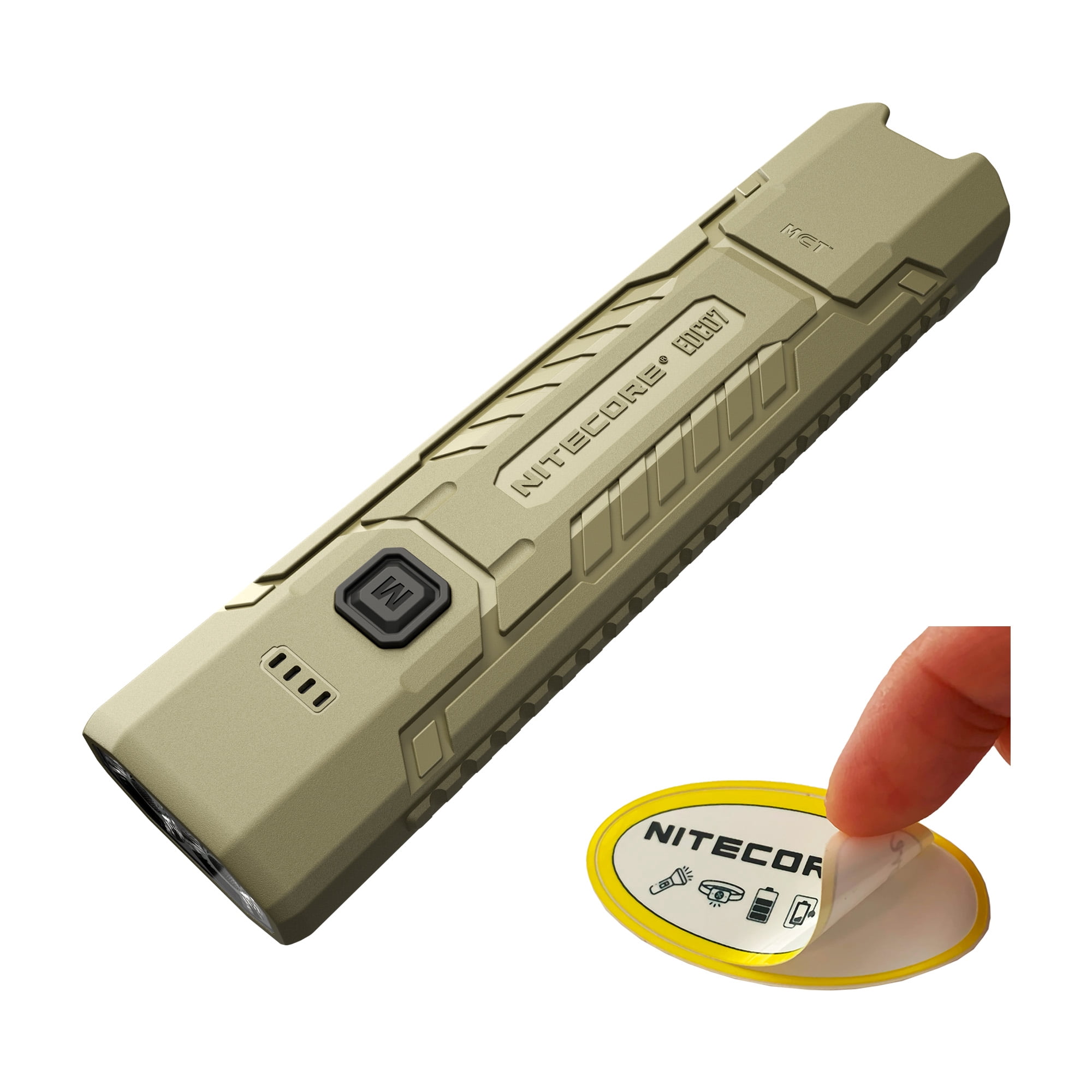 Nitecore EDC07 1500 Lumens Rechargeable Flashlight (Sand) + Nitecore Sticker