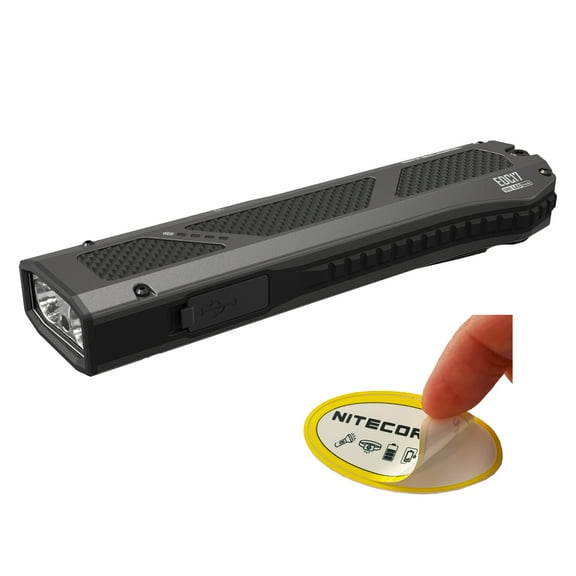 Nitecore EDC17 1500 Lumen Rechargeable EDC Flat Flashlight with White LED, UV, and Green Laser + Sticker
