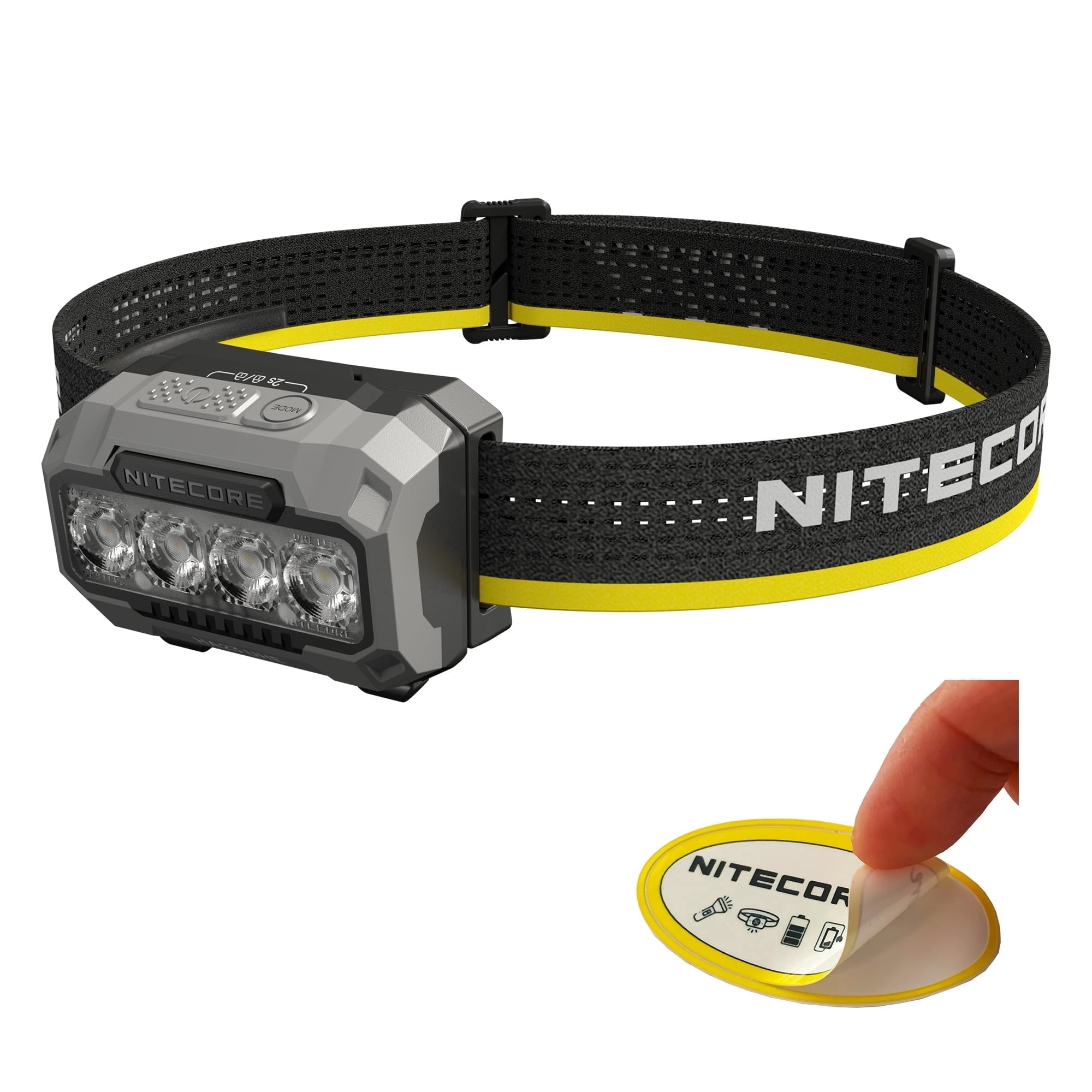 Nitecore HA23 UHE 600 Lumen AAA Camping Headlamp with Multiple Color Temperatures (Black) + Nitecore Sticker