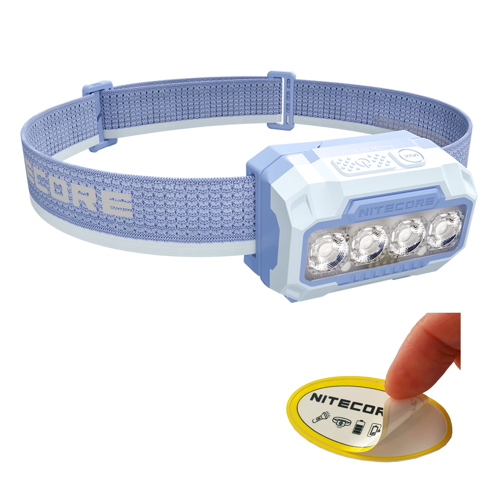 Nitecore HA23 UHE 600 Lumen AAA Camping Headlamp with Multiple Color Temperatures (Blue) + Nitecore Sticker