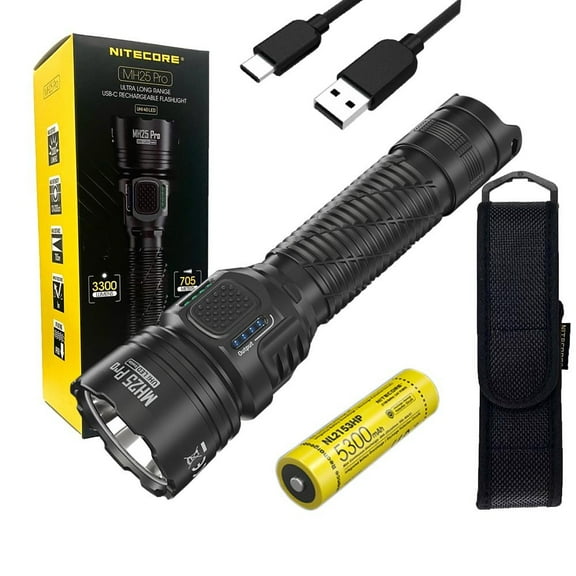 Nitecore MH25 PRO Long Throw Rechargeable Flashlight -3300 lumens, 771 Yard w/Ec
