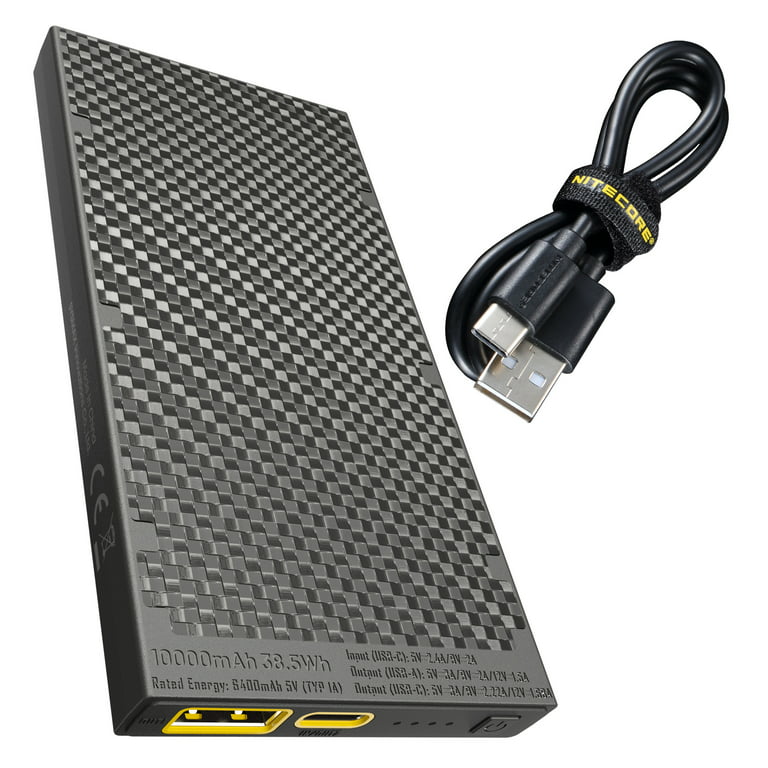 Nitecore NB10000 10000mAh USB/USB-C Quick-Charge Power Bank, Black,  695250649368 