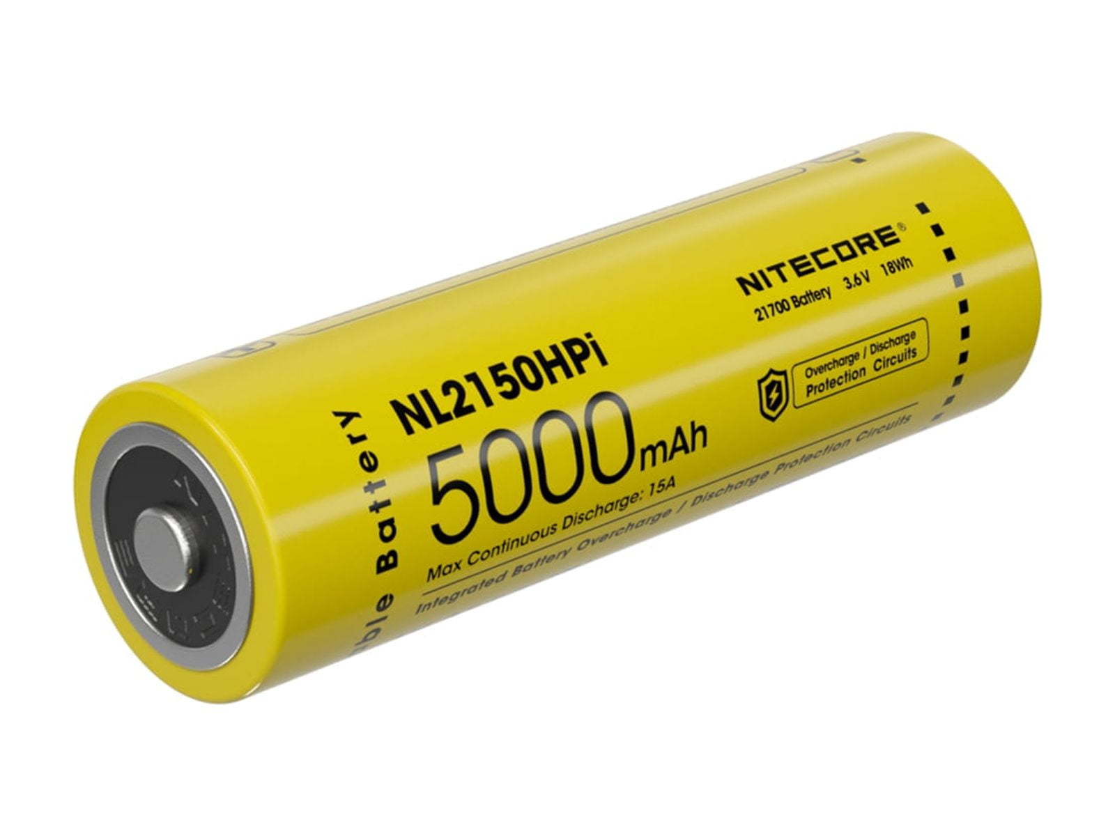 Nitecore NL2150HPI 5000mAh Rechargeable 21700i Battery, Yellow