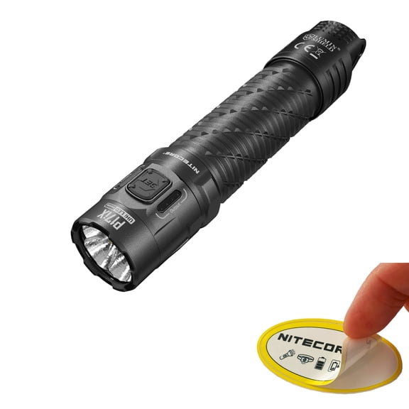 Nitecore P17iX Compact 5000 Lumen Tactical Flashlight with Customizable Controls + Nitecore Sticker