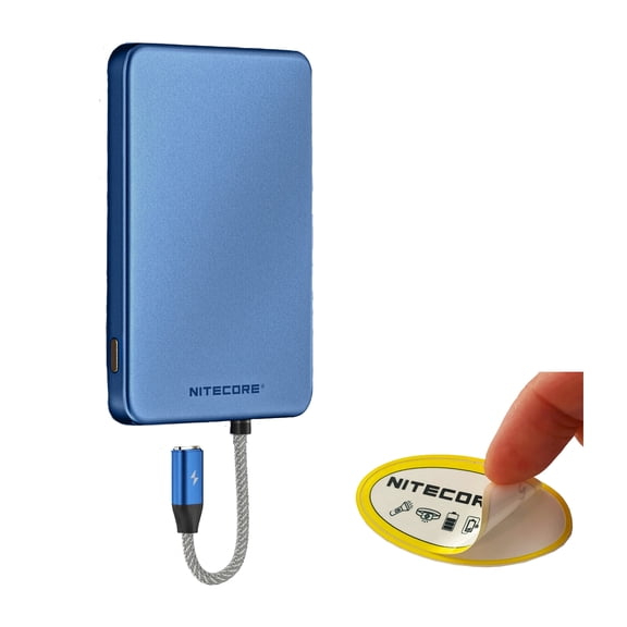 Nitecore POCKET 5 Magnetic Power Bank with Built-In Cable (Blue) + Nitecore Sticker
