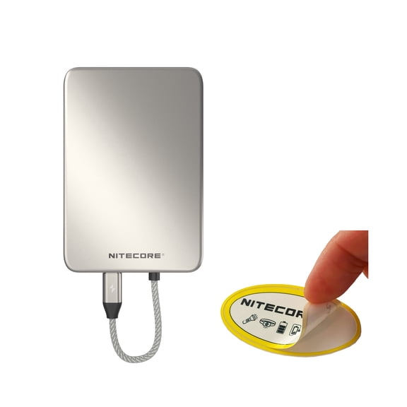 Nitecore POCKET 5 Magnetic Power Bank with Built-In Cable (Gray) + Nitecore Sticker