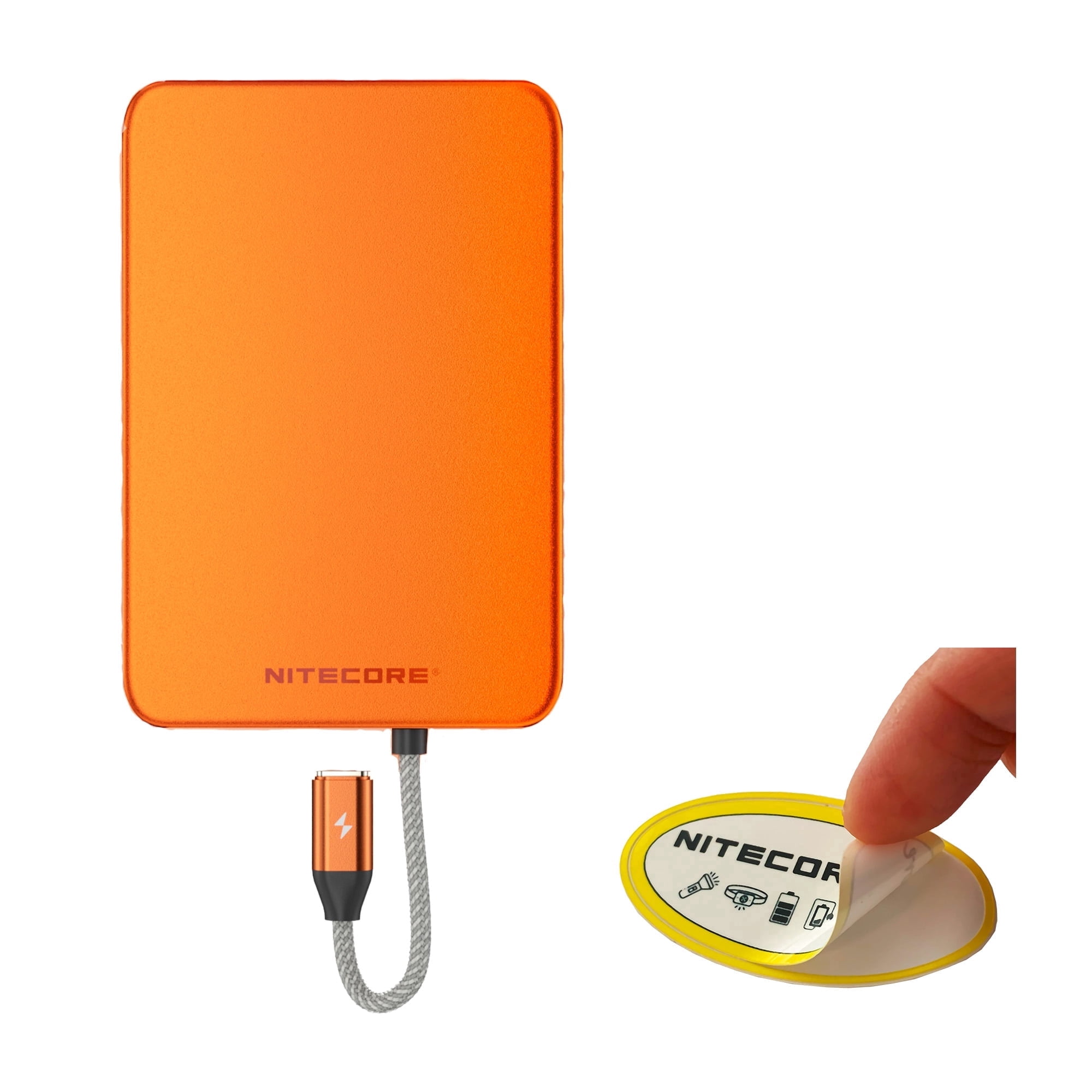 Nitecore POCKET 5 Magnetic Power Bank with Built-In Cable (Orange) + Nitecore Sticker