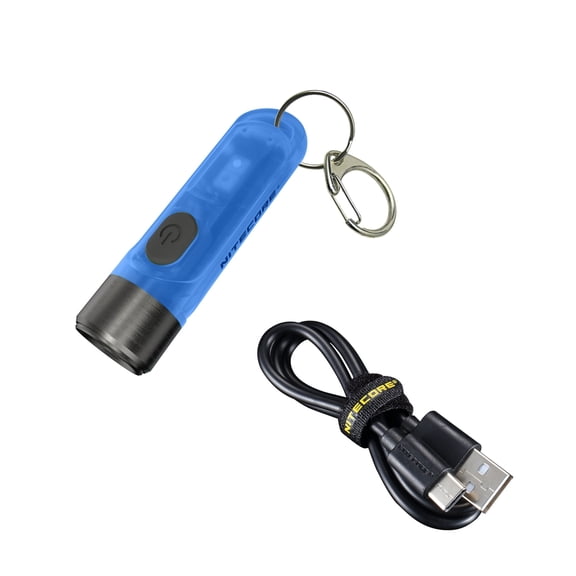 Nitecore TIKI GITD Blue 300 Lumen Rechargeable Keychain Flashlight + USB-C Cable