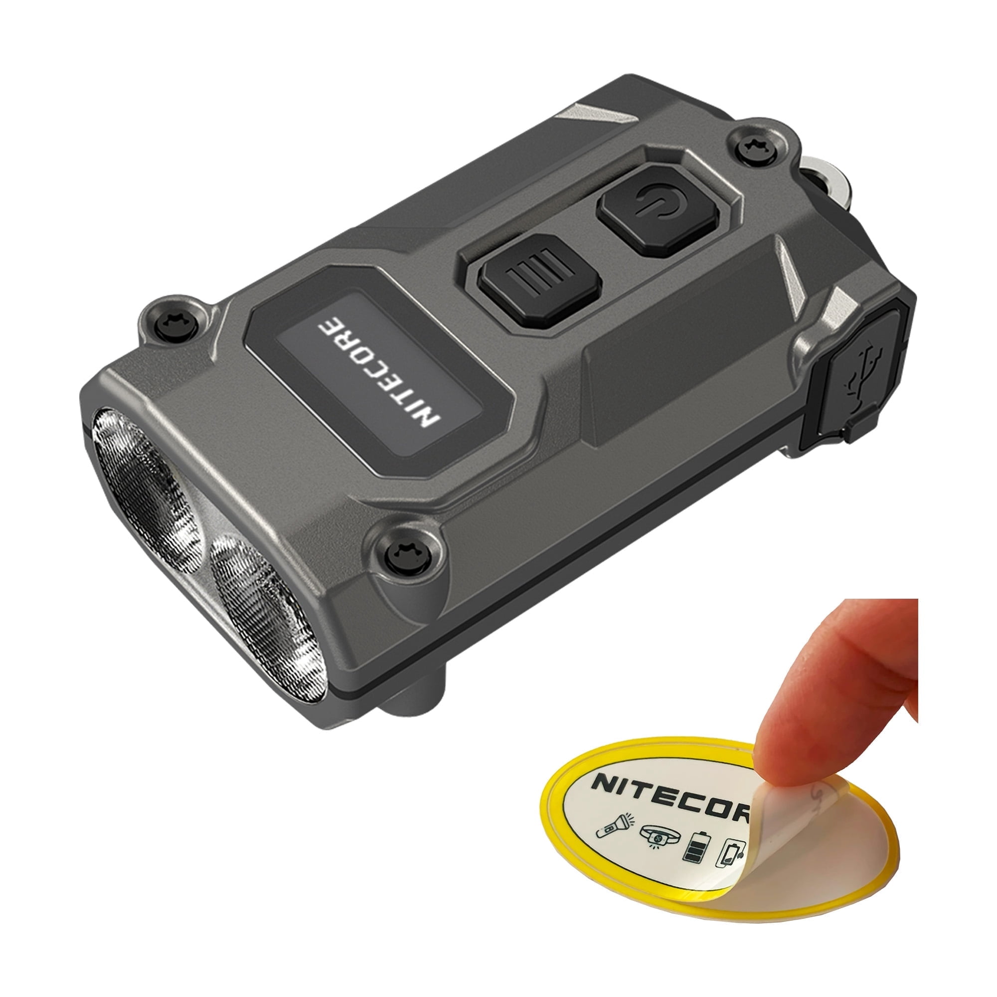 Nitecore TINI 3 600 Lumen Multi-Color Rechargeable Keychain Flashlight (Gray) + Nitecore Sticker