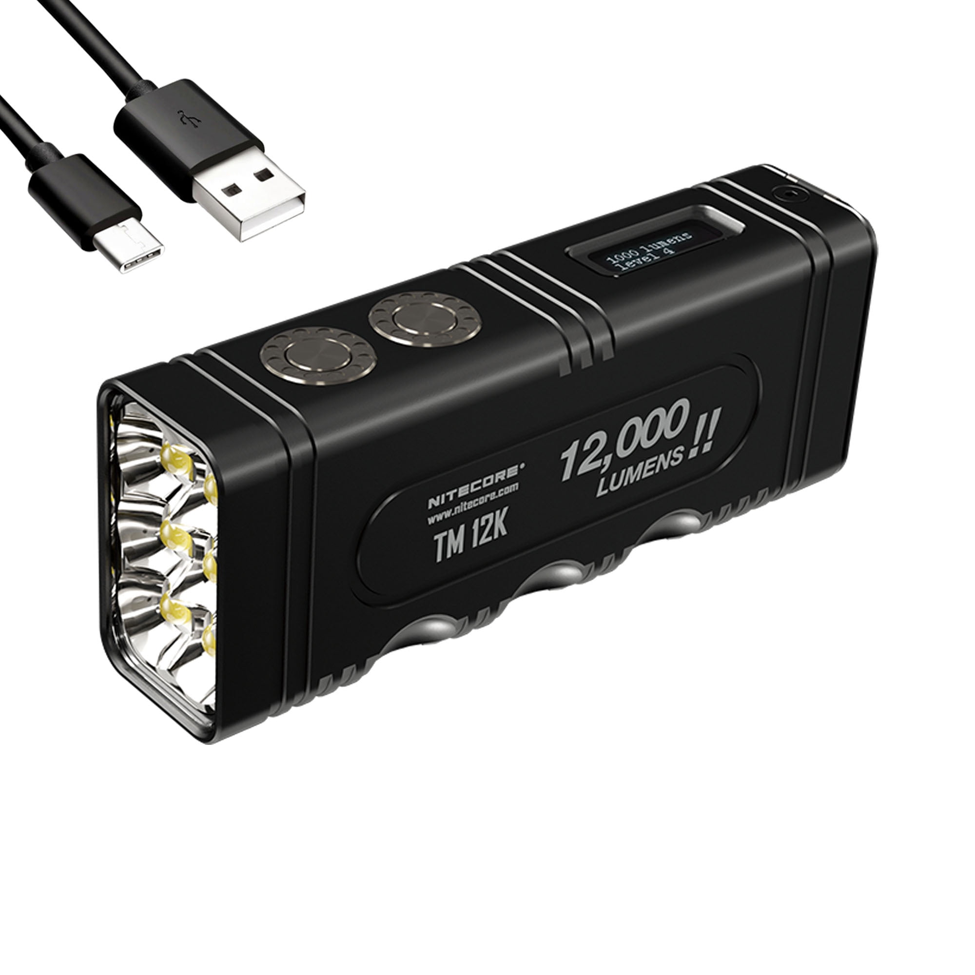 Nitecore TM12K CREE XHP50 LED Rechargeable Flashlight, 12,000 Lumen, Black, 6952