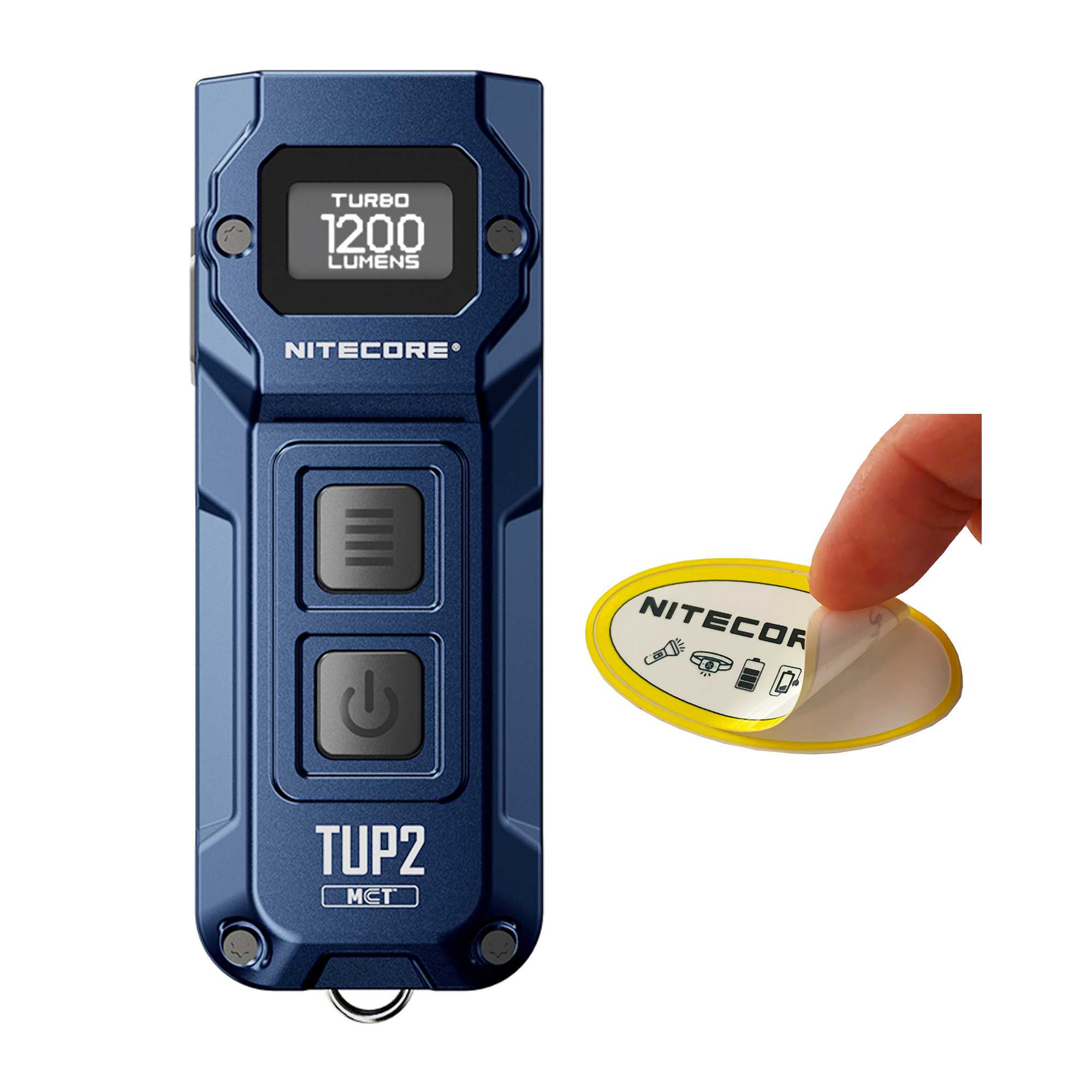 Nitecore TUP2 1200 Lumen MCT Rechargeable Keychain EDC Flashlight (Blue) + Nitecore Sticker