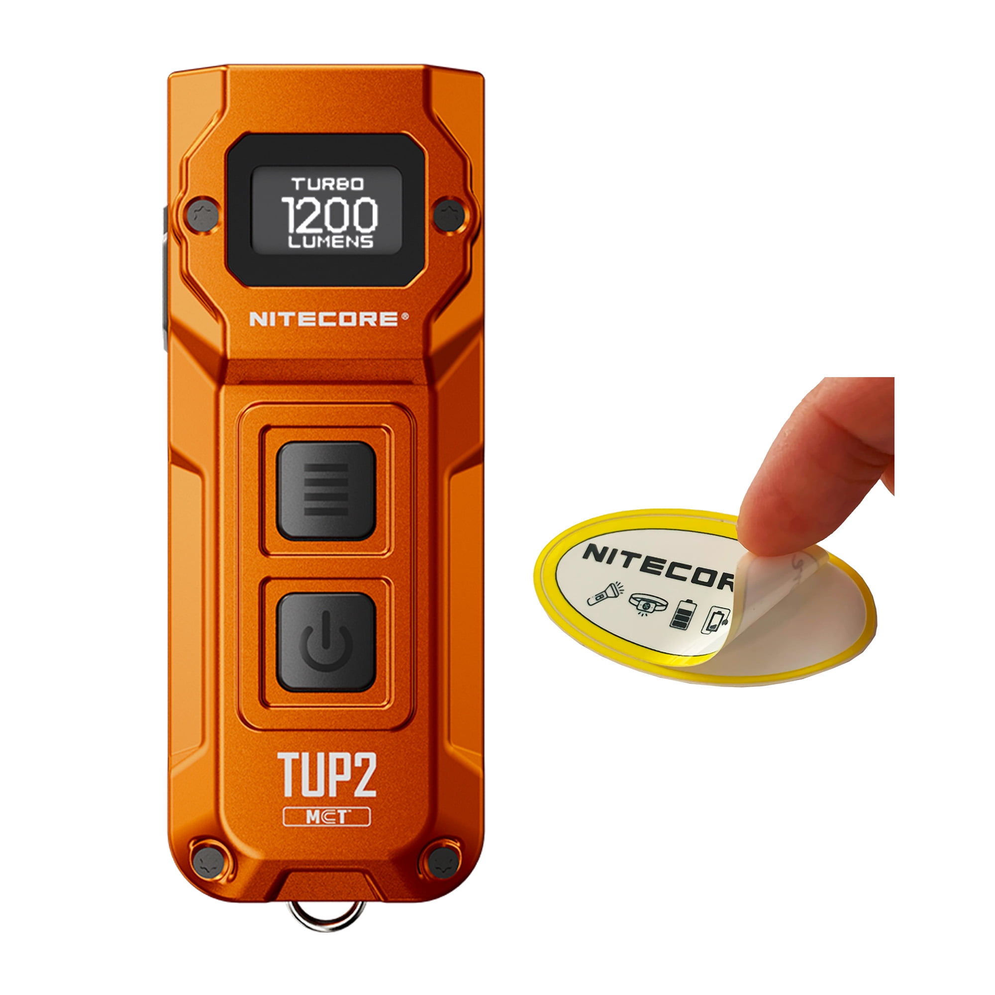 Nitecore TUP2 1200 Lumen MCT Rechargeable Keychain EDC Flashlight (Orange) + Nitecore Sticker