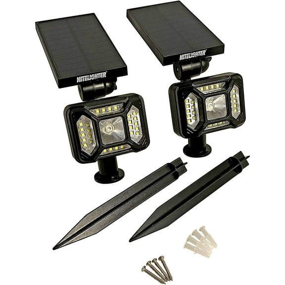 Nitelighter: Dusk to Dawn Solar-Powered, Cool White Landscape or Area Spotlight 2 Pack