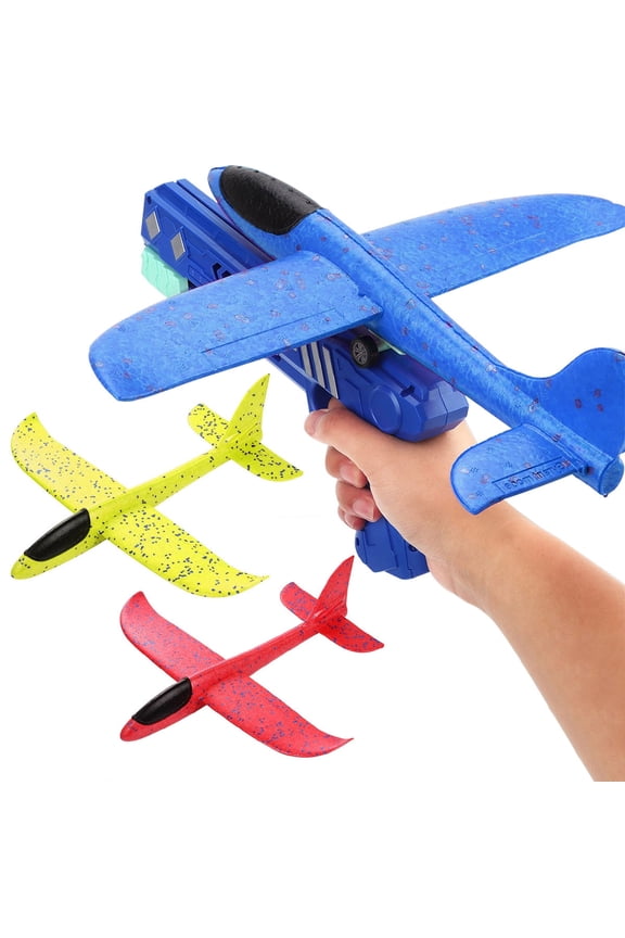 Airplane Launcher Toys, 3 Pack Foam Glider Plane Toy with 2 Flight Modes, Outdoor Flying Game Party Supplies for Boys Age 4-10 Years Old