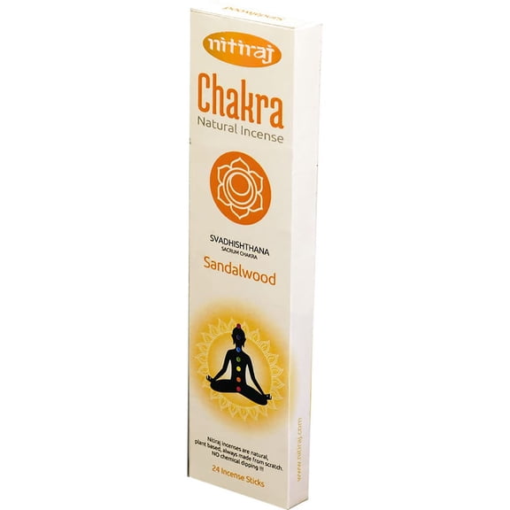 Nitiraj Natural Chakras Incense Sticks Slow Burning 1hr. 2 Pack (Sacrum Chakra (Sandalwood))