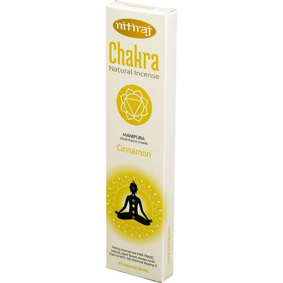 Nitiraj Natural Chakras Incense Sticks Slow Burning 1hr. 2 Pack (Solar Plexus Chakra (Cinnamon))