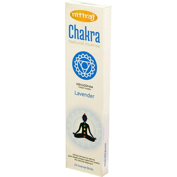 Nitiraj Natural Chakras Incense Sticks Slow Burning 1hr. 2 Pack (Throat Chakra (Lavender))
