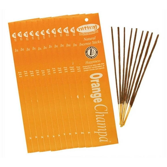 Nitiraj Natural Champa Incense Slow Burning 1hr. Sticks 10gr. 2 Pack Set Orange