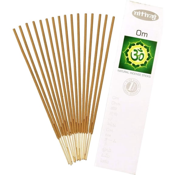 Nitiraj Platinum Natural Incense Sticks Slow Burning 1hr. 2Pack (Om)