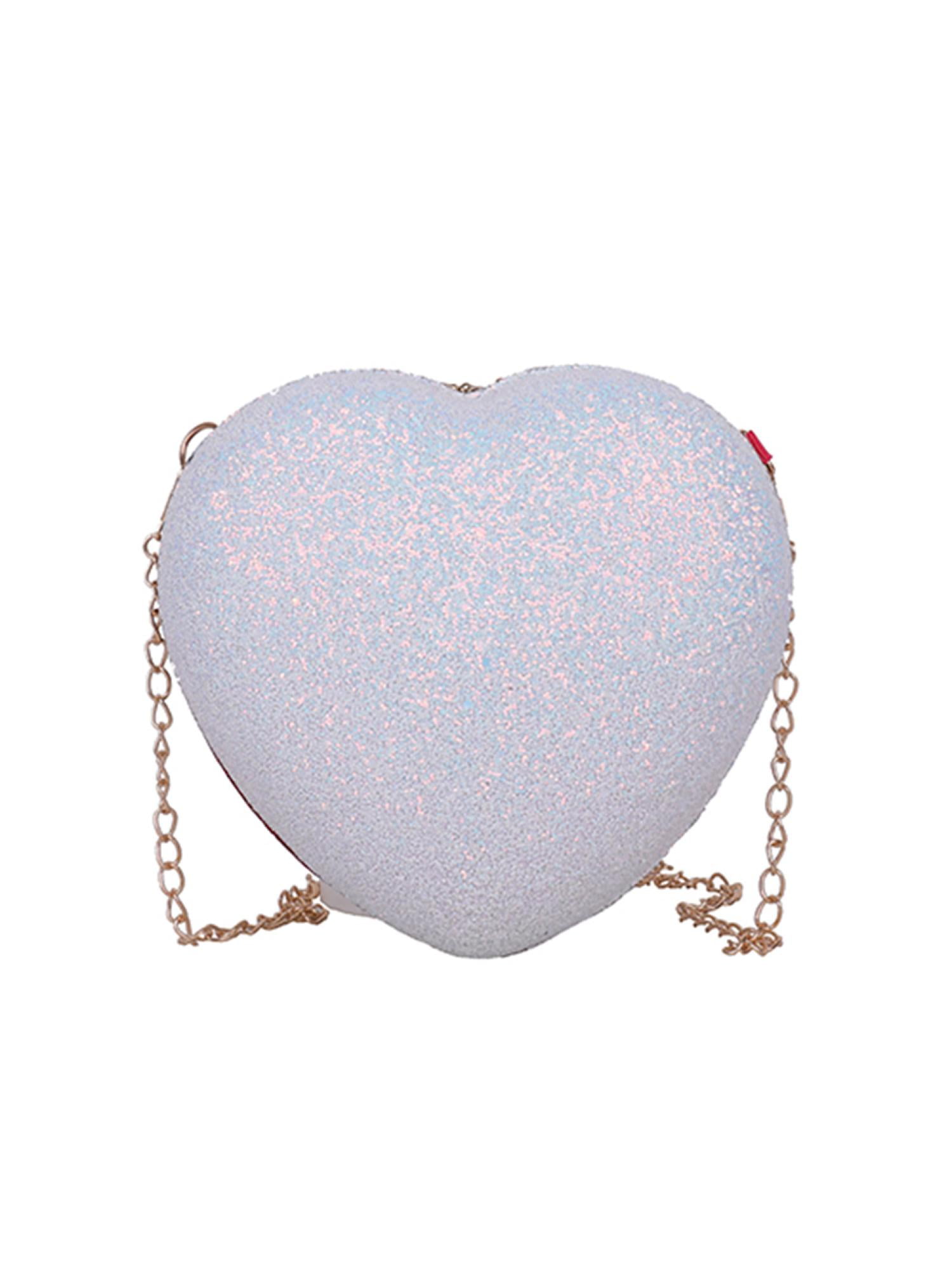 Nitouy Sequins Love Heart Messenger Bag Glitter Girl Chain