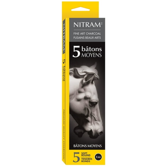 Nitram Beaux Arts Fusains Extra Soft Charcoal, Moyen