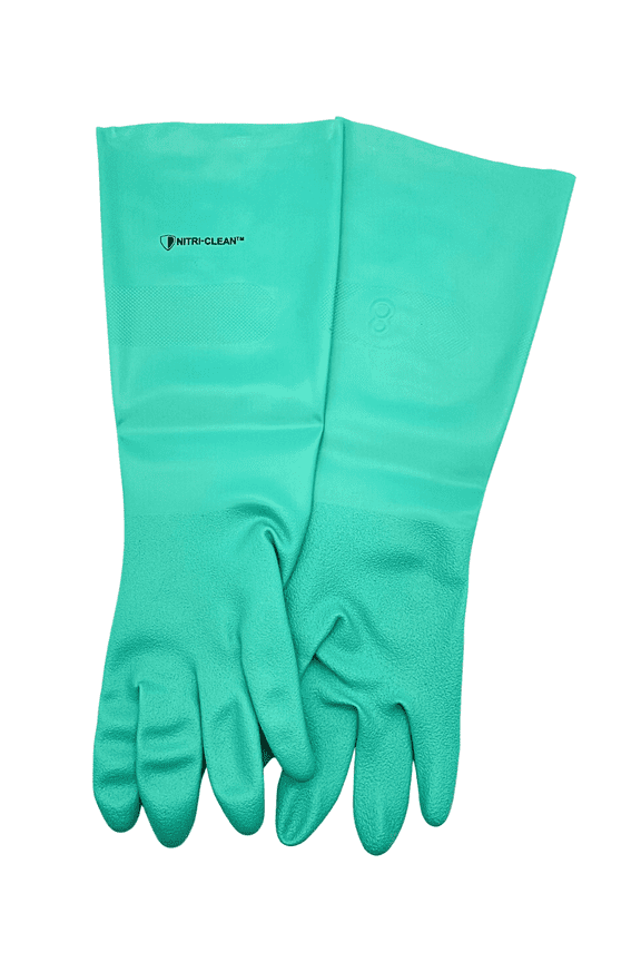 , Green Nitrile, 22mil, 18" Length, Unlined Gloves, Size Medium, Sold By Pair