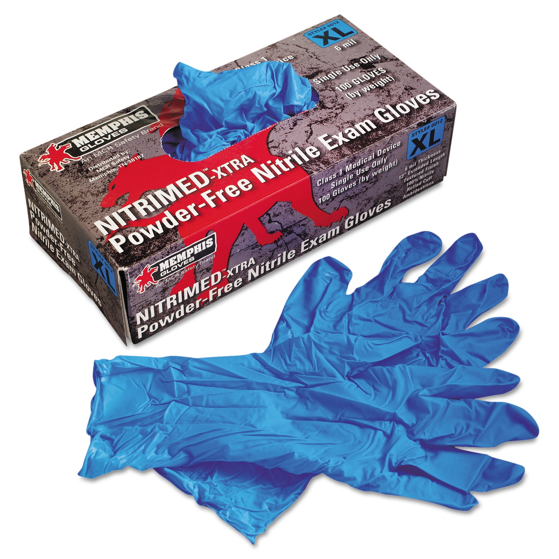 Nitri-Med Disposable Nitrile Gloves, Blue, X-Large, 100/Box Nitri-Med Disposable Nitrile Gloves, Blue, X-Large, 100/Box