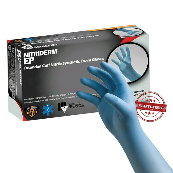 NitriDerm EP Disposable Nitrile Exam Glove Extended Cuff Length SMALL 182100 100 per Box