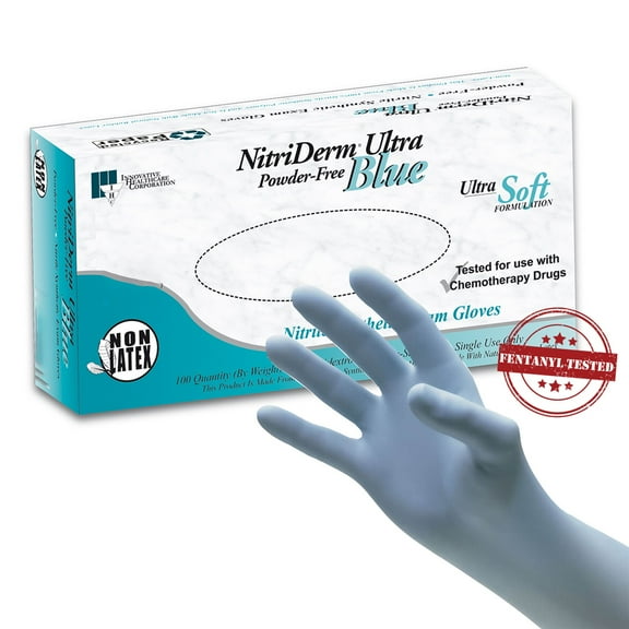 NitriDerm Ultra Blue Disposable Nitrile Exam Glove Standard Cuff Length MEDIUM 157200 100 per Box