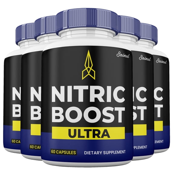 Nitric Boost Blood Flow Pills,  Male Supplement, 5 Month Supply (5 Pack)