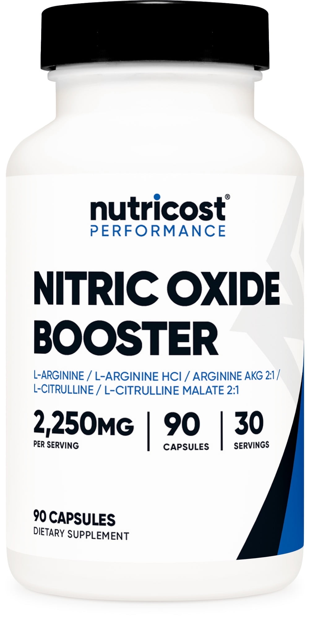Nutricost Nitric Oxide Booster (2250mg) 90 Capsules -  Gluten Free, Non-GMO, 750mg Per Casule, 30 Servings