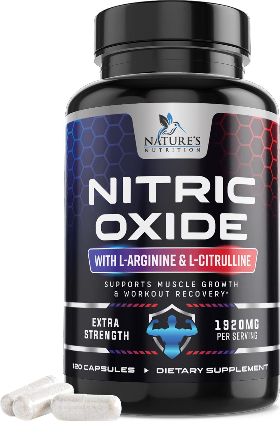 Nitric Oxide Booster Extra Strength - L Arginine 3X Strength Nitric Oxide Support Supplements for Men and Women, Citrulline Muscle, Heart Health, & Energy Support Supplement, Non-GMO - 120 Capsules