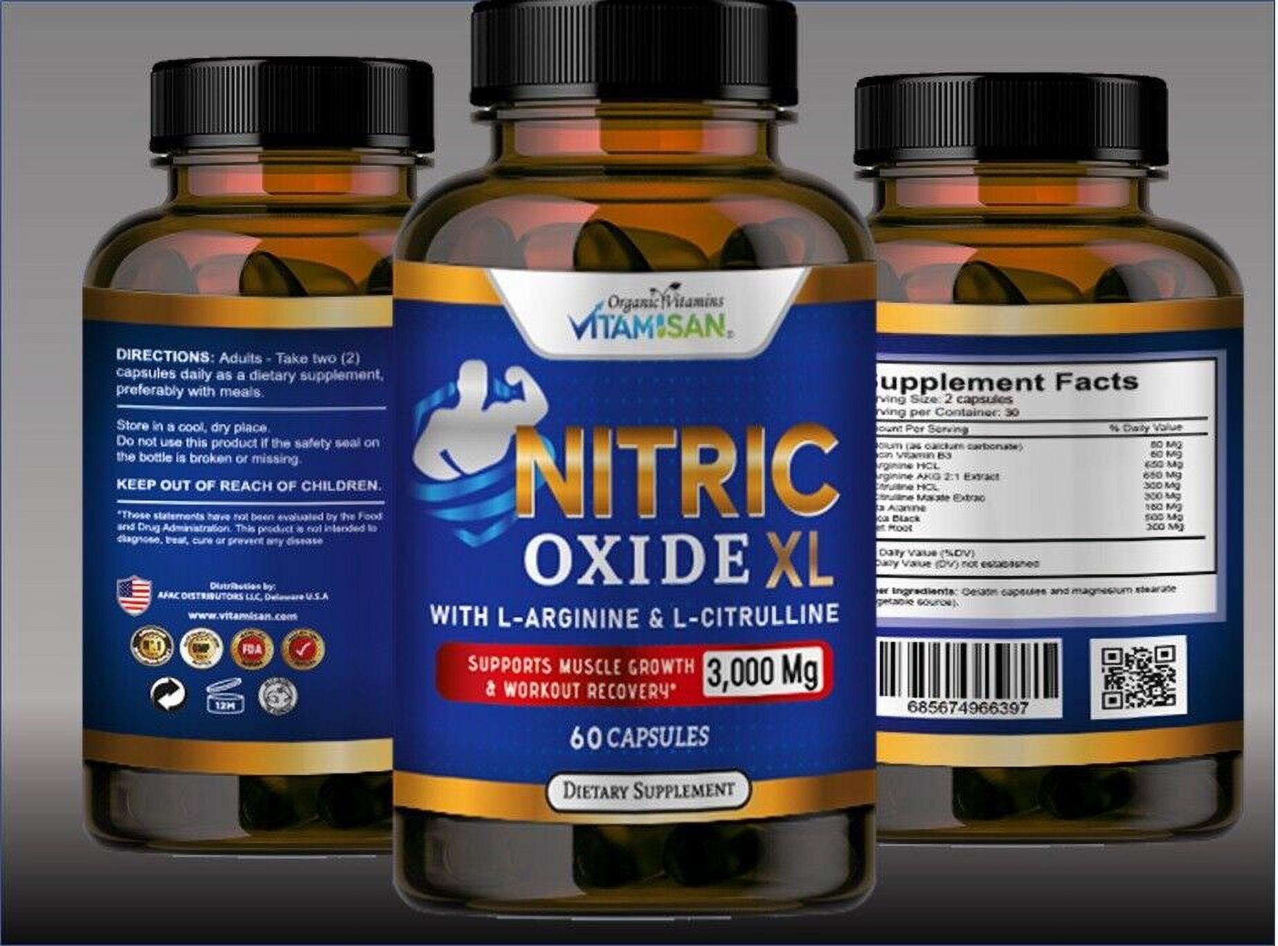 Nitric Oxide Booster L-Arginine, L-Citrulline 3000mg 120 Caps