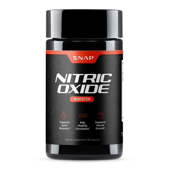 Snap Nitric Oxide Booster for Men, Pre-Workout Muscle Builder & Circulation Support, L-Arginine & L-Citrulline Formula, 1500mg, 90 Capsules