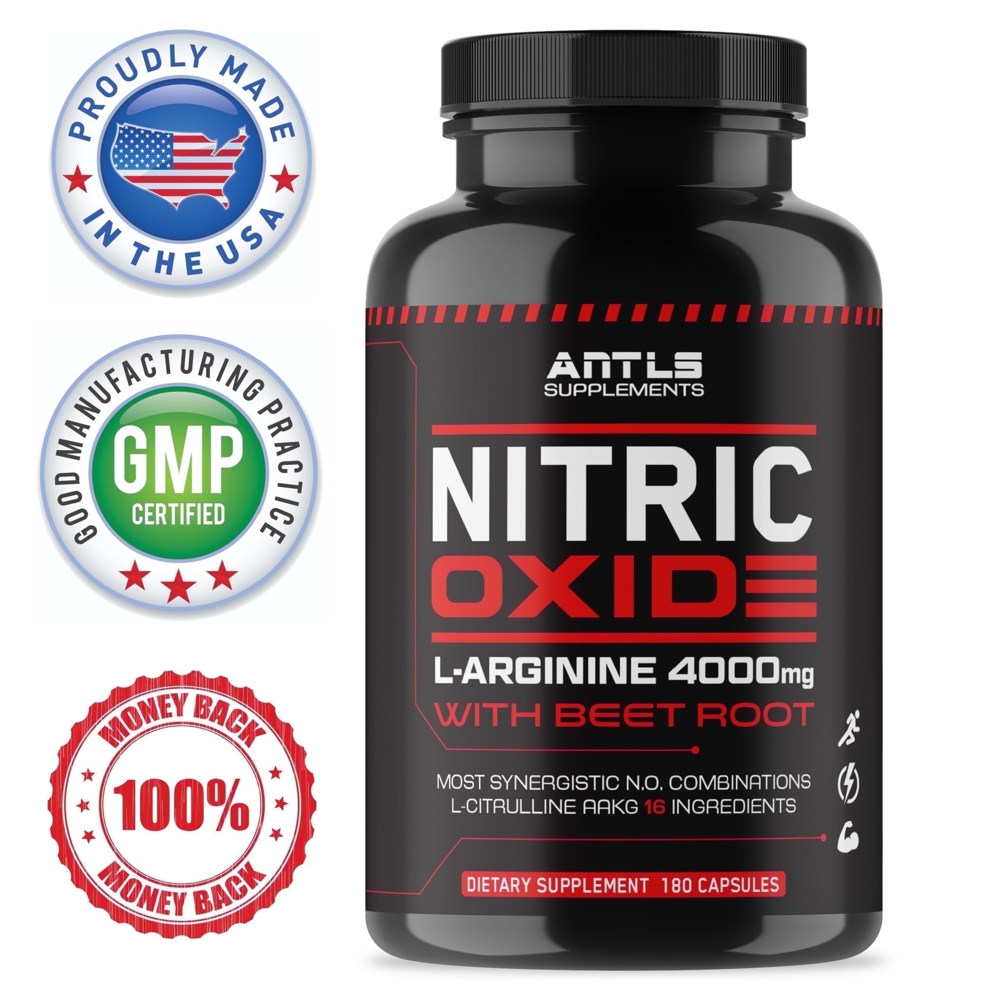 Nitric Oxide L-Arginine L-Citrulline Pre Workout+Testosterone Booster Male Muscle Pills, Amino Acid Supplement, AAKG,Beet Root