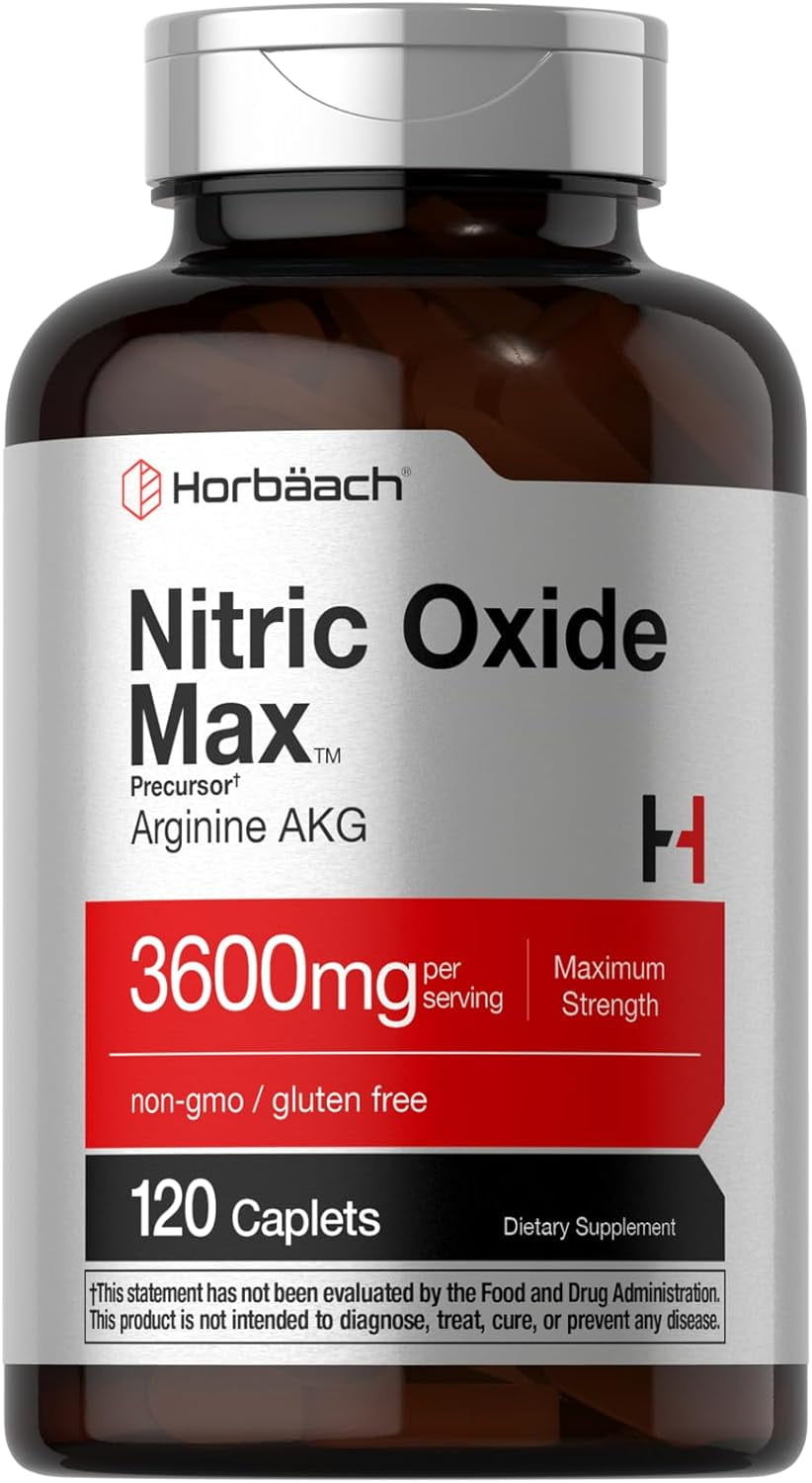 Nitric Oxide Max 3600mg | 120 Caplets | Pre Workout | by Horbaach