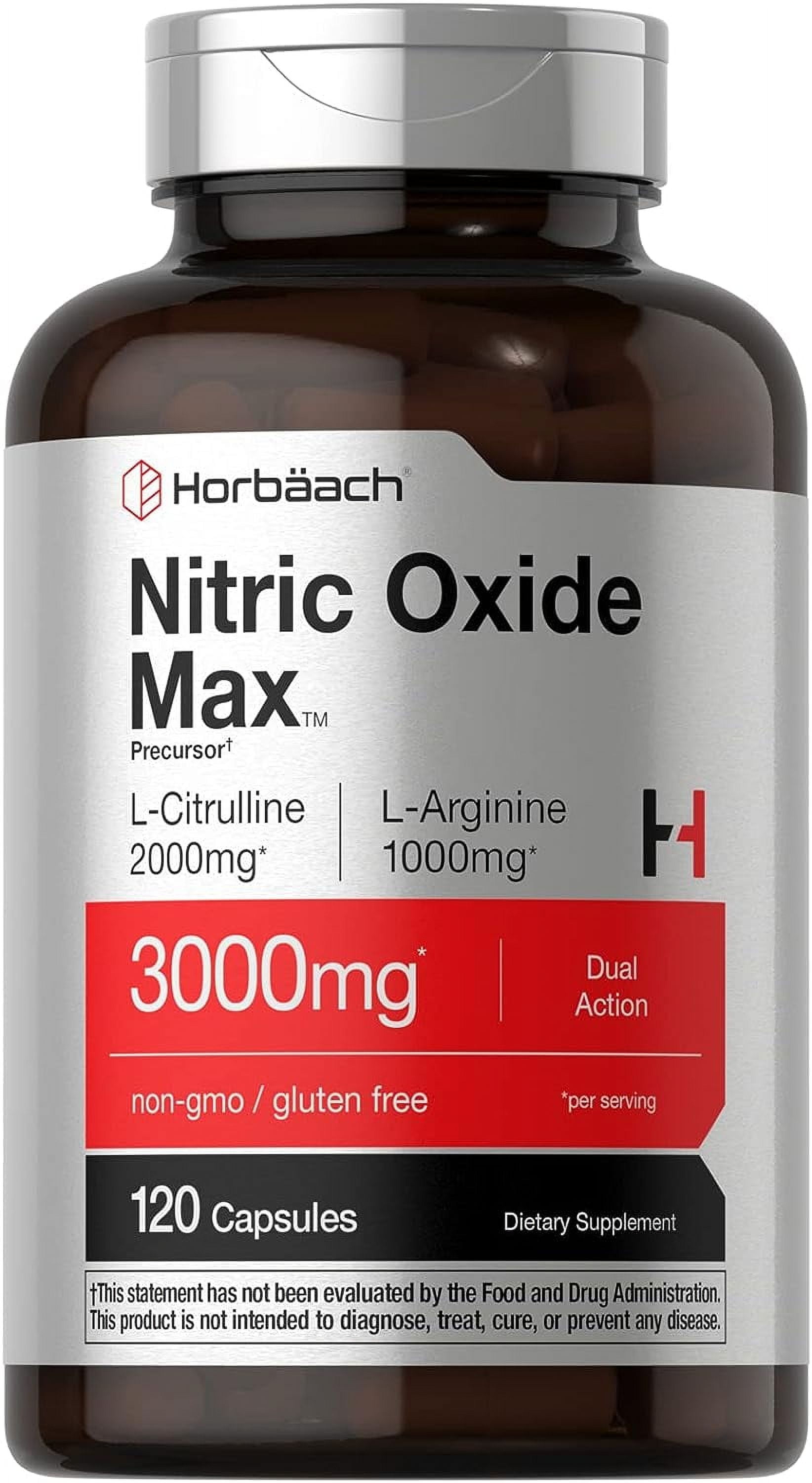 Nitric Oxide Max Supplement | 3000mg | 120 Capsules | Pre Workout for Men and Women | by Horbaach