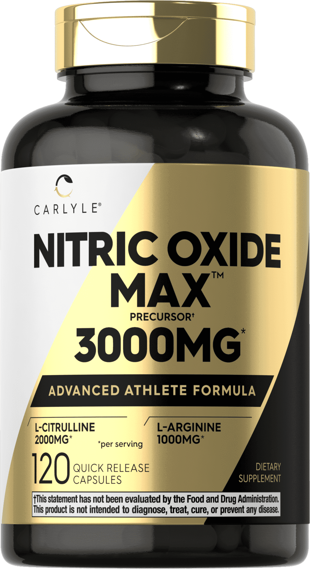 Nitric Oxide Supplement 3000mg | 120 Capsules | Non-GMO, Gluten Free | by Carlyle