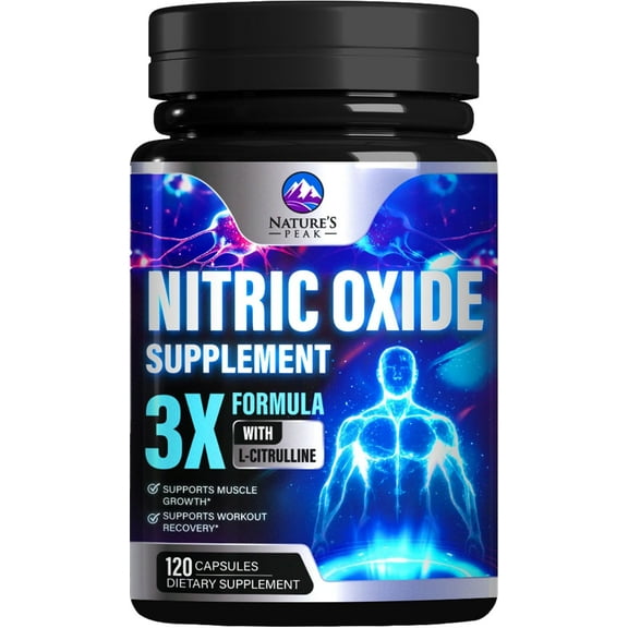 Nitric Oxide Booster 3000mg - Extra Strength L Arginine & Citrulline Supplement for Men & Women - Premium Muscle Supporting Nitric Booster - Natural Energy & Heart Health Support - 120 Capsules