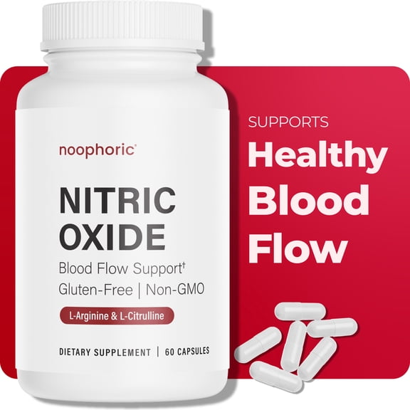 Noophoric Nitric Oxide Booster Capsules – L-Citrulline, L-Arginine & Beta Alanine Supplement for Muscle Pump, Stamina & Energy, 60 Capsules