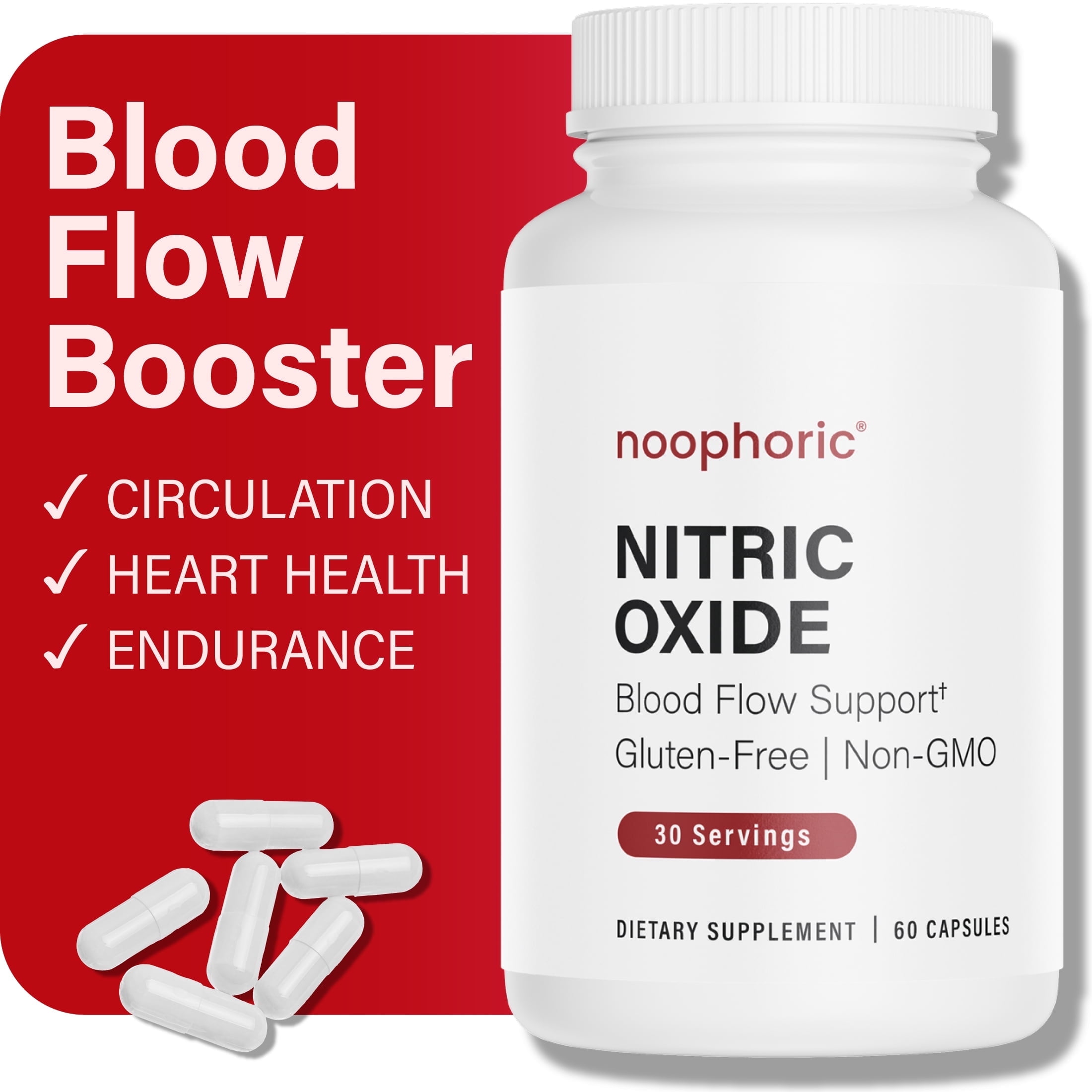 Noophoric Nitric Oxide Supplement with L-Citrulline, L-Arginine, Beta Alanine, Niacin, 60 Capsules