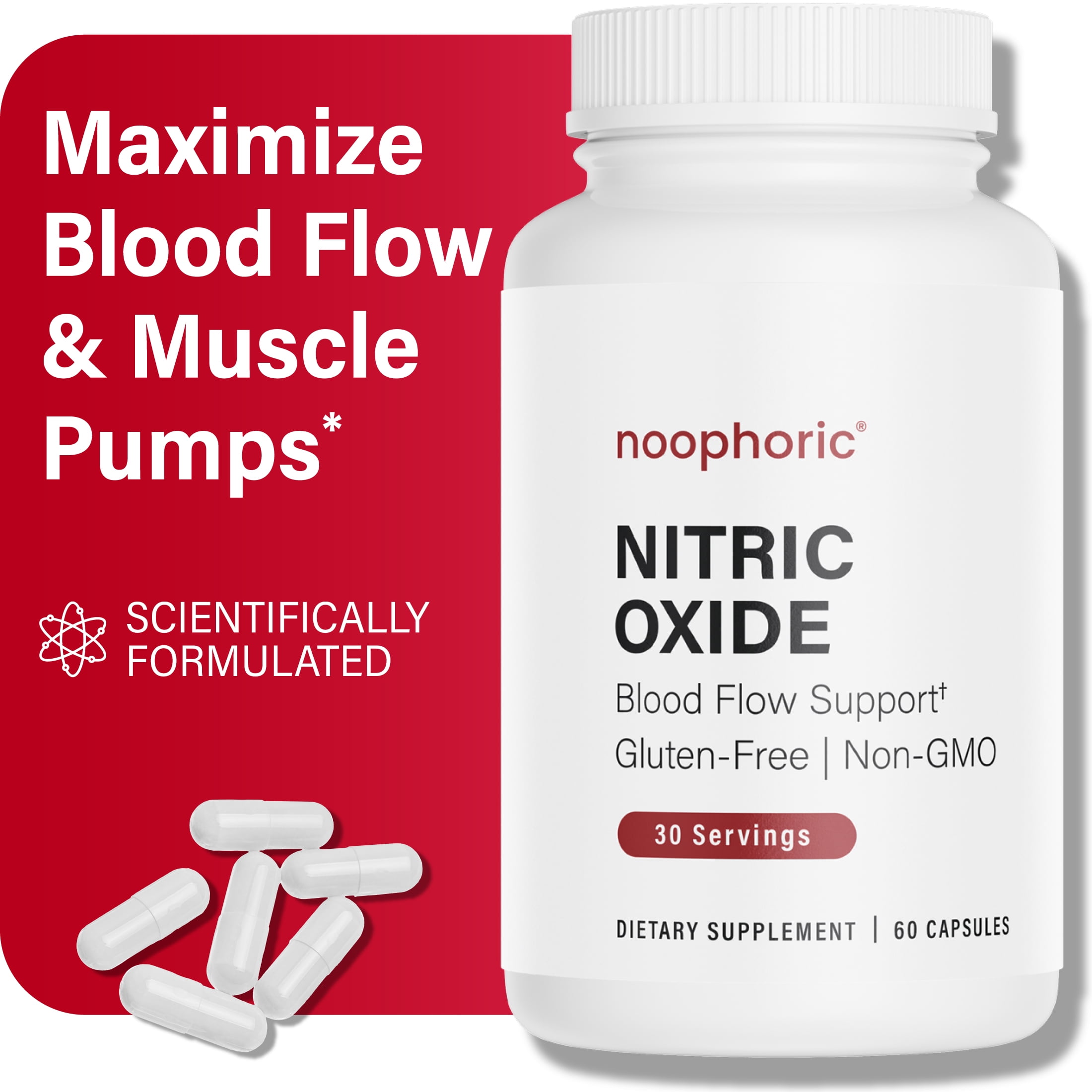 Noophoric Nitric Oxide Supplement with L-Citrulline, L-Arginine, Beta Alanine, Niacin, 60 Capsules