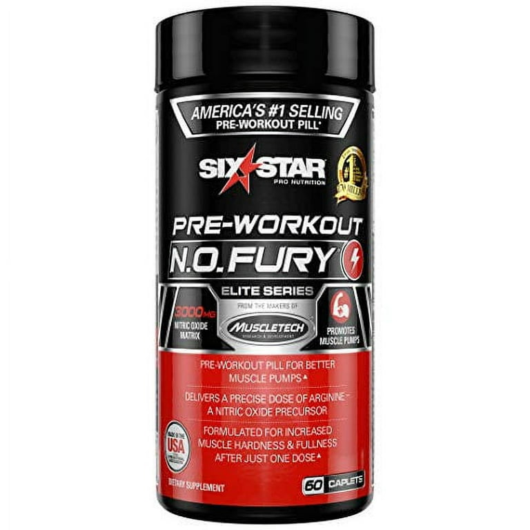 Six Star Elite Series N O Fury Pre Workout Supplement Caplets 60 Count