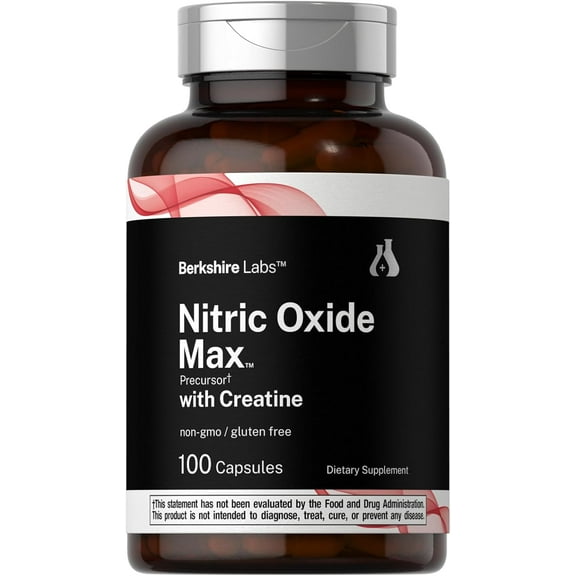 Nitric Oxide Supplement with Creatine | 100 Capsules | for Men and Women | Berkshire Labs by Horbaach