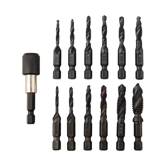 Deburr And Countersink Home Improvement 13Pcs Drill Tap Drilling Threading Set Black Oxide Coating Durability And Precision