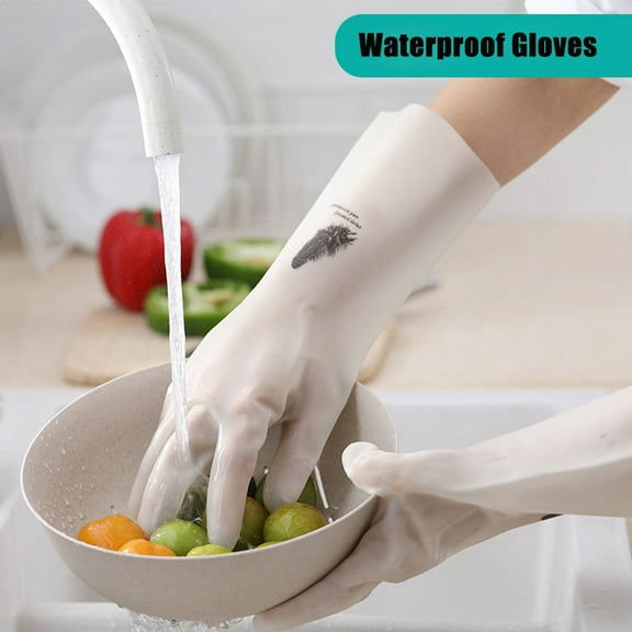 Nitrile Dishwashing Gloves Latex Brush Bowl Washing Gloves for Household Cleaning, 33cm M