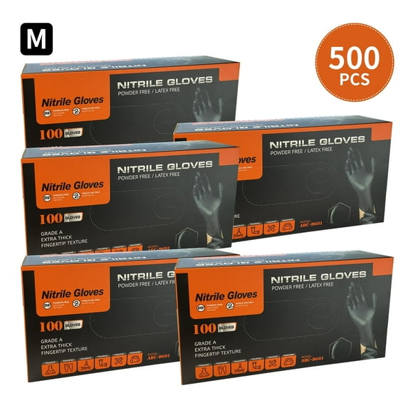 Nitrile Disposable Gloves 4mil-500 Count Latex Free,Powder Free for Cooking,Household,Food safe(M size)