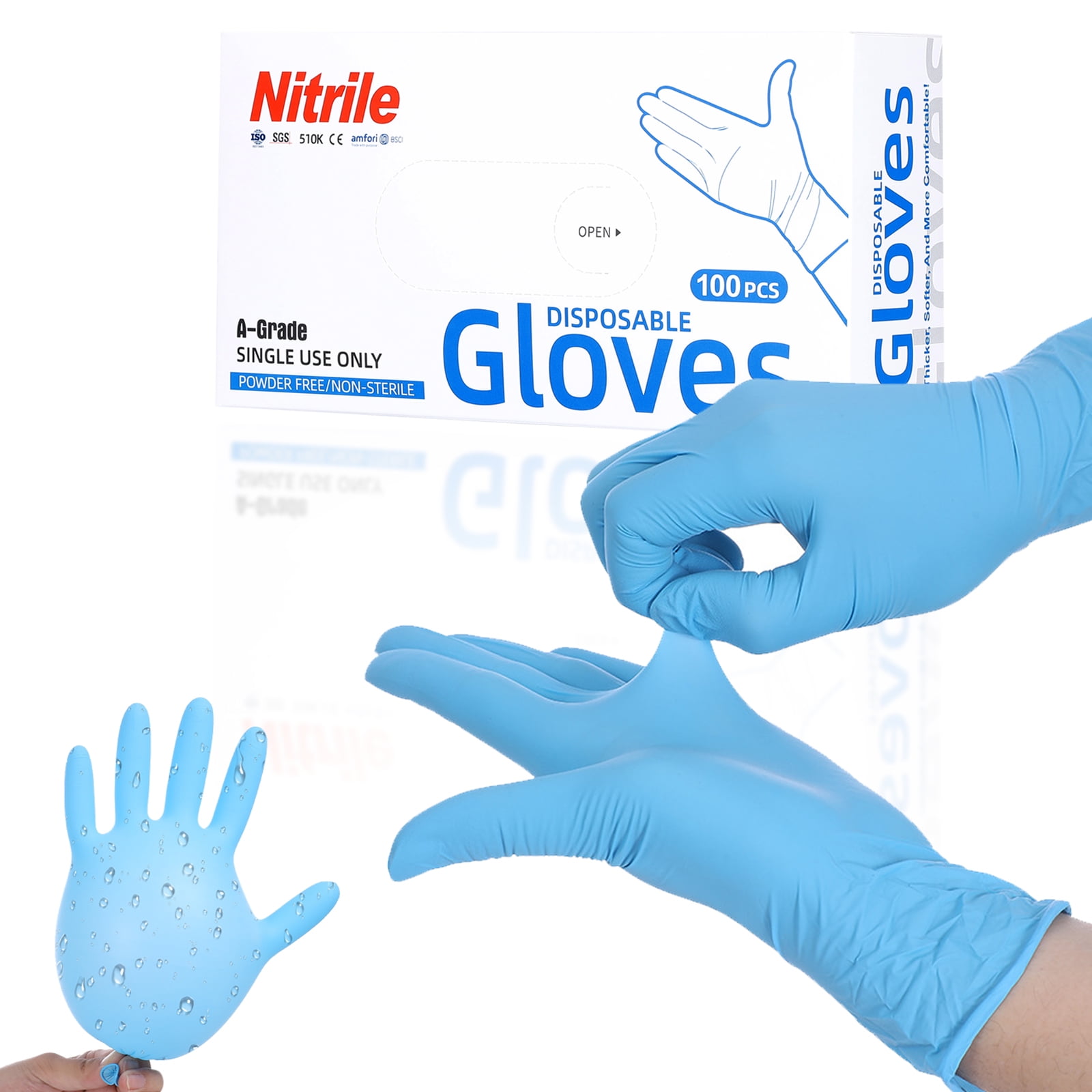 Nitrile Disposable Gloves for First Aid, Cleaning, Gardening, Crafting